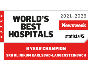 Weltbeste Krankenhäuser 2021-2026: SRH Klinikum Karlsbad-Langensteinbach, 6 Jahre Champion, laut Newsweek und Statista.